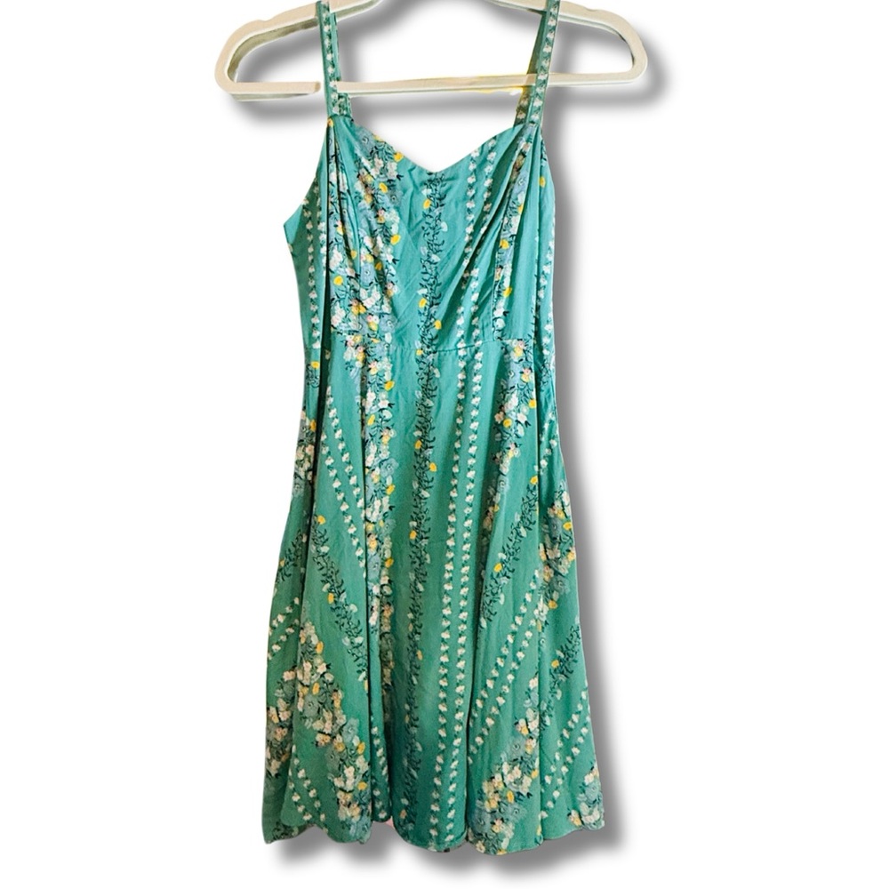 Old Navy Teal Floral Fit & Flare Sundress – Size XS